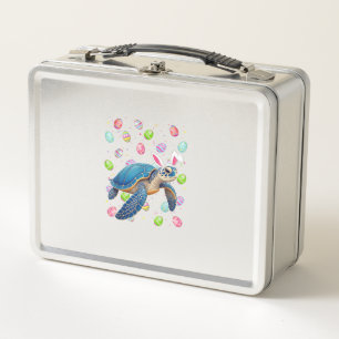 Sea Turtle Happy Easter Egg Hunt Bunny Ear Sea Tur Metal Lunch Box