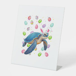Sea Turtle Happy Easter Egg Hunt Bunny Ear Sea Tur Pedestal Sign