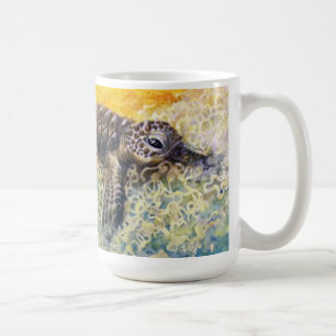 Sea turtle hatchling entering the surf coffee mug