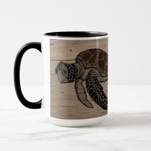 Sea Turtle & Hibiscus Mug 15oz (Left)