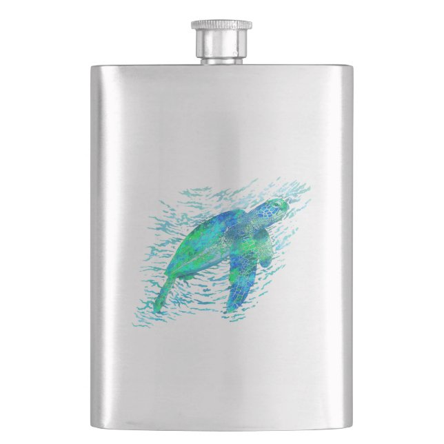 Sea Turtle Hip Flask (Front)