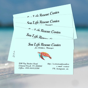 Sea Turtle Illustrated Sea Foam Business Cards