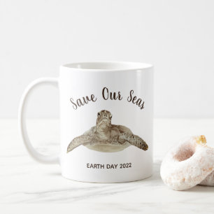 Sea Turtle Illustration Custom Eco Message 20xx Coffee Mug