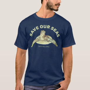 Sea Turtle Illustration Custom Eco Message T-Shirt