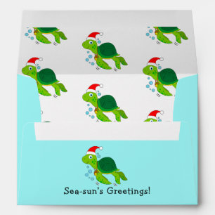 Sea Turtle in a Santa Hat Ocean Christmas Holiday Envelope