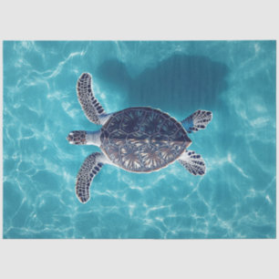 Sea Turtle in Beautiful Blue Water Decoupage Tissue Paper