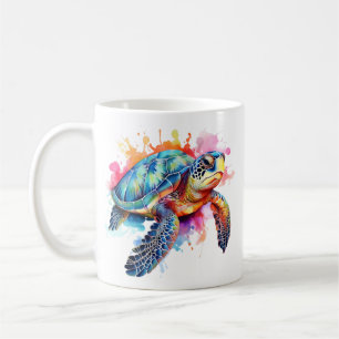 Sea Turtle in Colourful Watercolor Coffee Mug