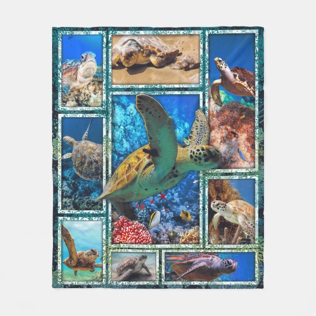 Sea Turtle In The Ocean 3d Quilt Blanket (Front)