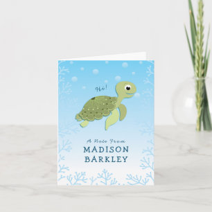 Sea Turtle Kid Cute Ocean Animal Stationary Cards