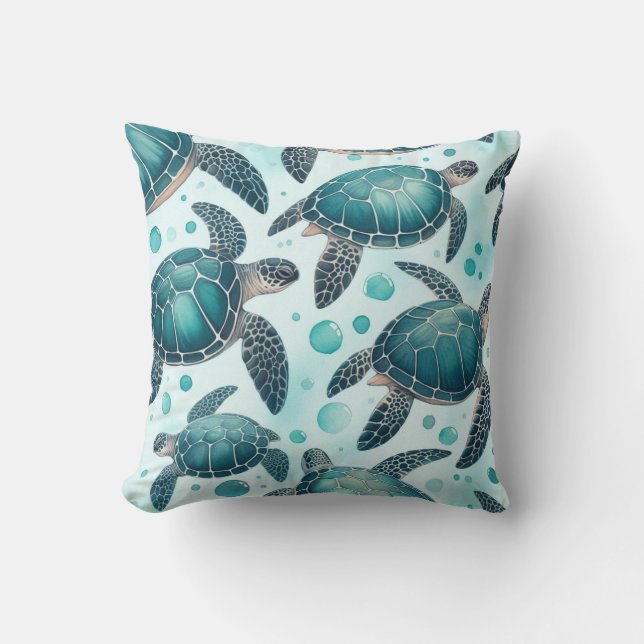 Sea Turtle Life Throw Pillow (Front)