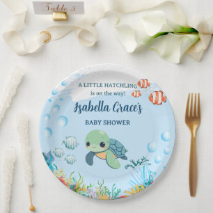 Sea Turtle Little Hatchling Baby Shower 9" Paper Plate