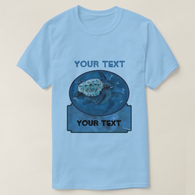 Sea Turtle Loggerhead  Blue T-shirt template (Design Front)