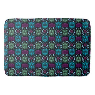 Sea Turtle & Lotus Flower Pattern  Bath Mat