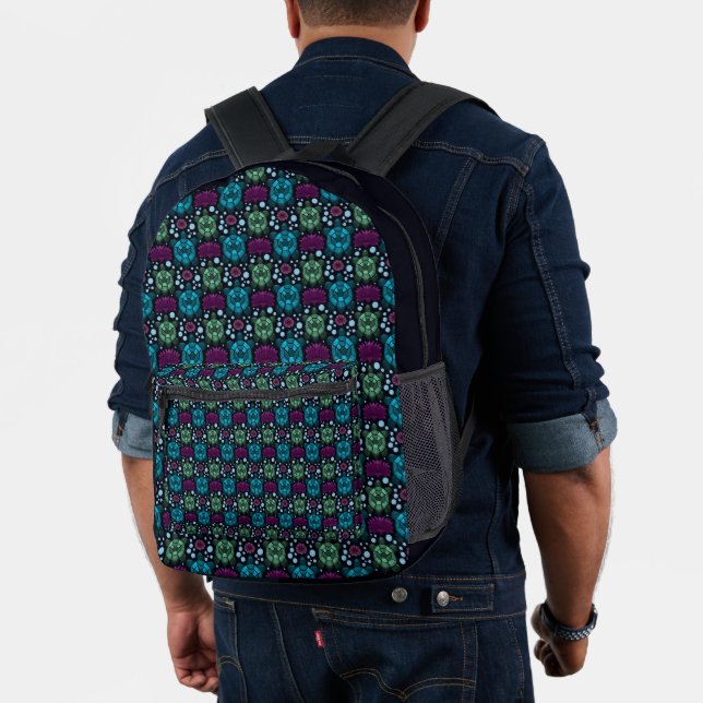 Sea Turtle & Lotus Flower Pattern  Printed Backpack (Insitu (Model))