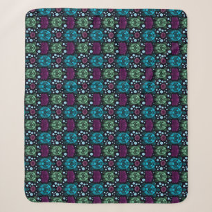 Sea Turtle & Lotus Flower Pattern Sherpa Blanket