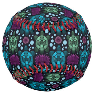 Sea Turtle & Lotus Flower Pattern Softball