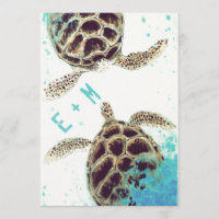 © Sea Turtle Love Aquarium Wedding Invitation