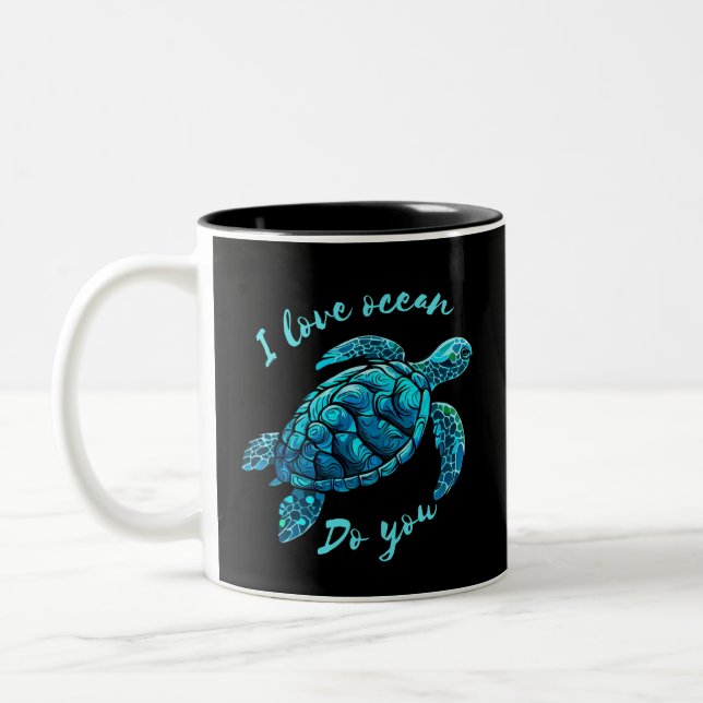 Sea Turtle love Ocean  Two-Tone Coffee Mug (Left)