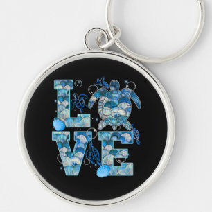 Sea Turtle Love Shirt Ocean Beach Animal Lovers Keychain