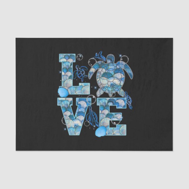 Sea Turtle Love Shirt Ocean Beach Animal Lovers Tissue Paper (Front)