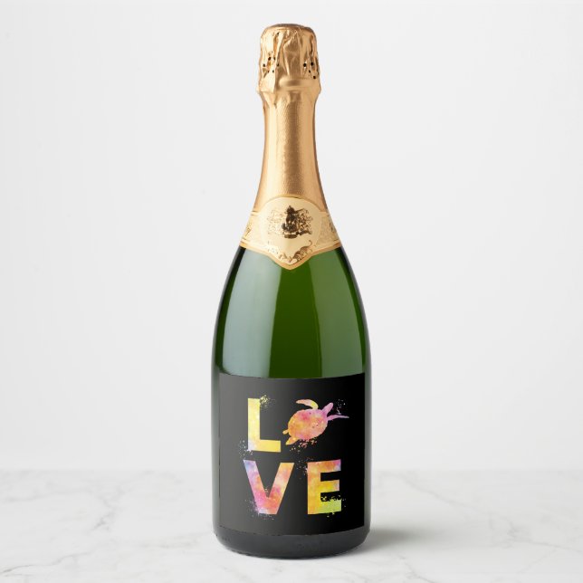 Sea Turtle Love Sparkling Wine Label (Front)