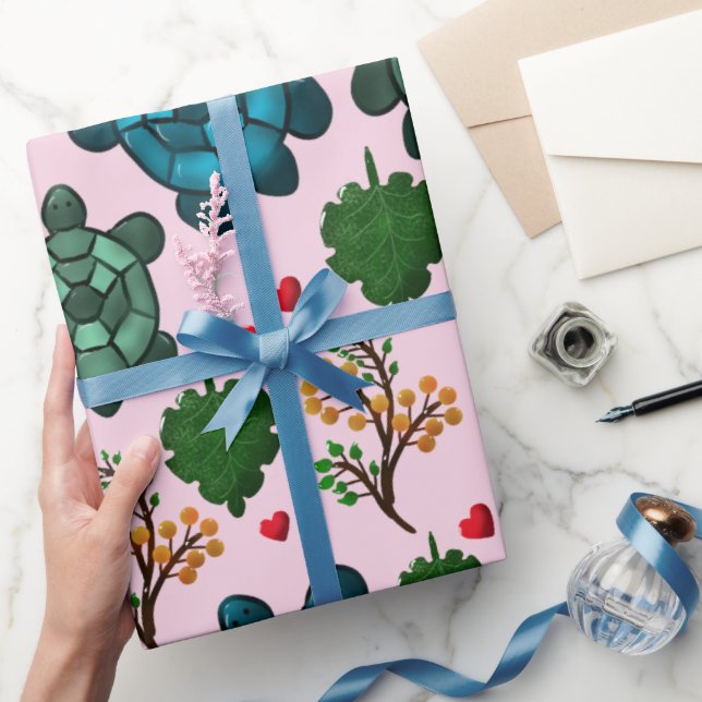 Sea Turtle Lover Gift, Cute Turtle Pattern, Marine Wrapping Paper (Gifting)