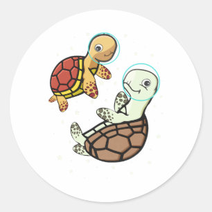 Sea Turtle Lover Kids Space Astronaut Sea Turtle Classic Round Sticker
