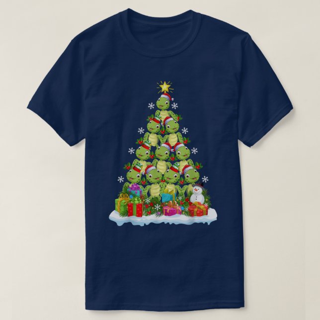 Sea Turtle Lover Xmas Lights Funny Sea Turtle Chri T-Shirt (Design Front)