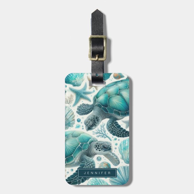 Sea Turtle Luggage Tag (Front Vertical)