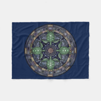 Sea Turtle Mandala Green Blue Brown Ocean Water Fleece Blanket