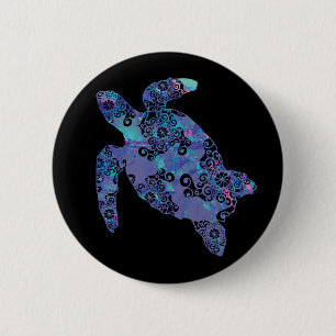 Sea Turtle Mandala Magical Colour Light Art 2 Inch Round Button