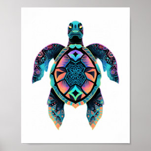 Sea Turtle Mandala Sea Ocean Animal Artwork Boho  Poster