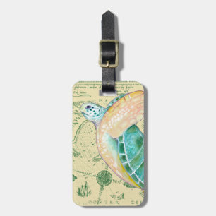 Sea Turtle Map Luggage Tag