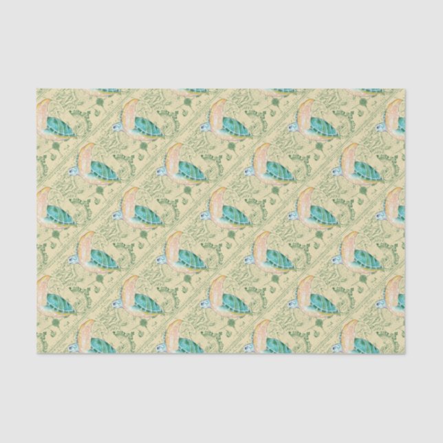 Sea Turtle Map Tissue Paper (Front)