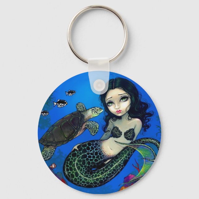 Sea Turtle Mermaid Keychain (Front)