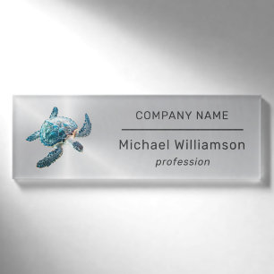 Sea Turtle Modern Beach Realtor Name Tag