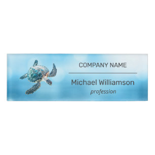  Sea Turtle Modern Beach Realtor Name Tag