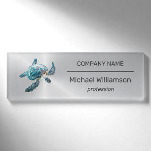  Sea Turtle Modern Beach Realtor Name Tag
