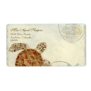 Sea Turtle Modern Coastal Ocean Beach Swirls Style