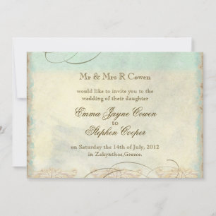 Sea Turtle Modern Coastal Ocean Beach Swirls Style Invitation