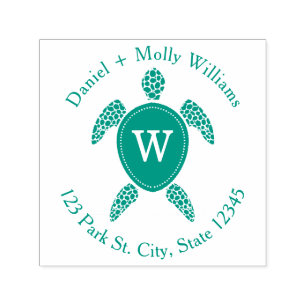 Sea Turtle Monogram Address Self-inking Stamp