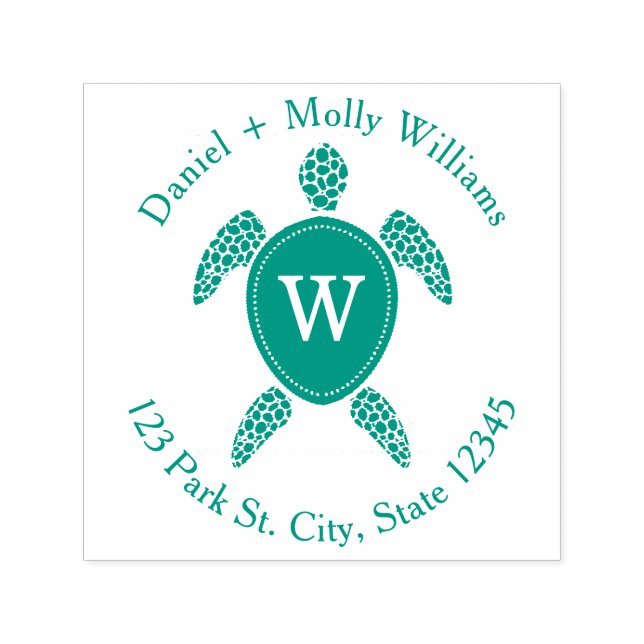 Sea Turtle Monogram Address Self-inking Stamp (Design)