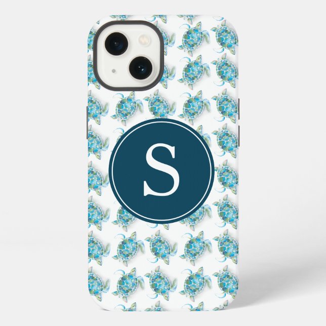 Sea Turtle Monogram Beachy Phone Case (Back)