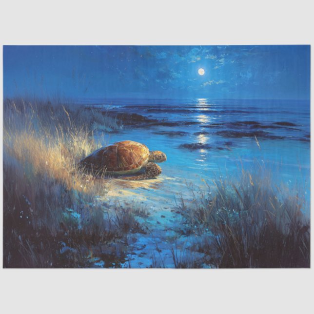 Sea Turtle Moonlit Journey to the Sea Tissue Paper (Front)