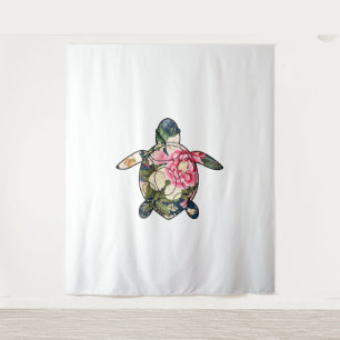 Sea Turtle navy floral Tapestry