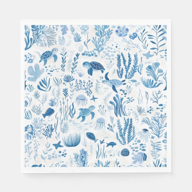 Sea Turtle Ocean Adventure Paper Napkin (Front)