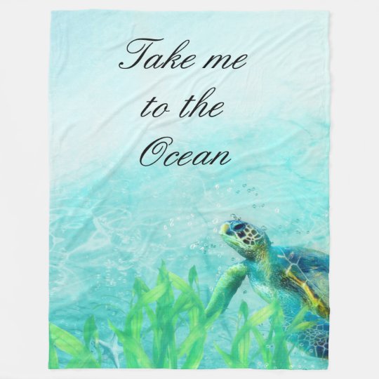 Sea Turtle Ocean Beach Art Elegant Tropical Chic Fleece Blanket