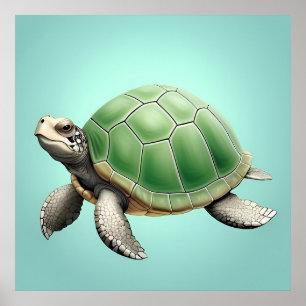 Sea Turtle Ocean Detailed Aquatic Animal Print