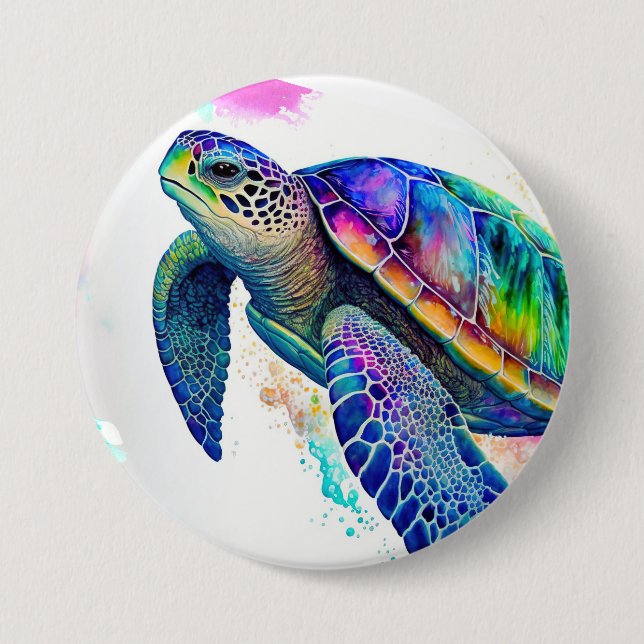 Sea Turtle Ocean Marine Life Beach Nature 3 Inch Round Button (Front)