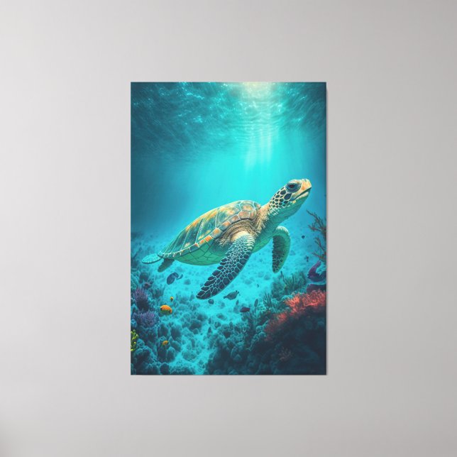 Sea Turtle Ocean Marine Life Beach Nature Animals Canvas Print (Front)